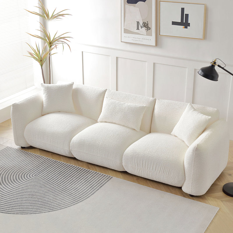 Beige dans un design moderne Mid-Century, 3 - ergonomique pour le salon et le canapé de la chambre à coucher, revêtement confortable à thème de longue durée