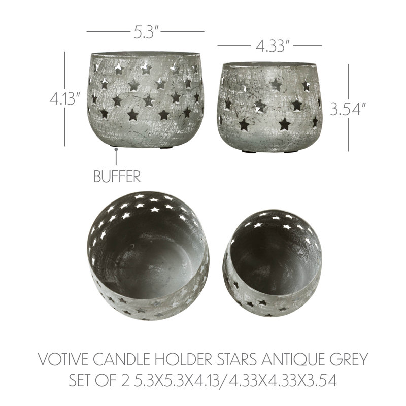 Ensemble de 2 porte-bougies festives, Gris