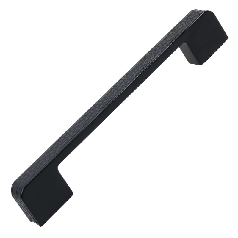 Poignée barre en cuir embossé, Noir mat, 5.06", 10