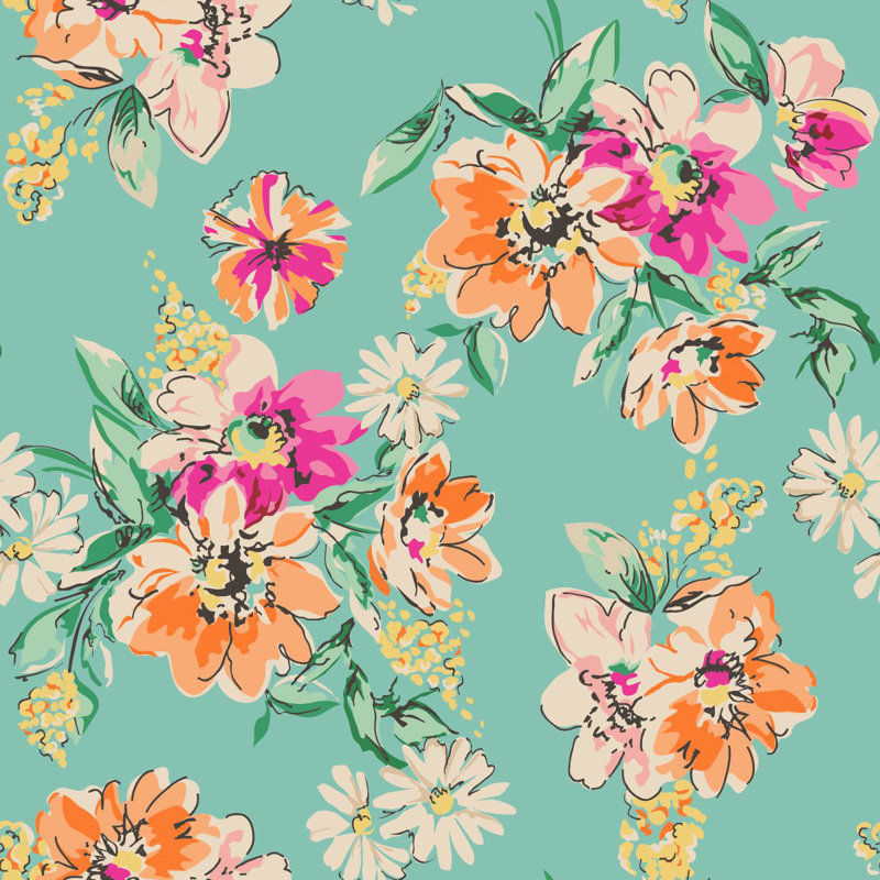 Floral Wall Mural, 125" W x 10.42" L