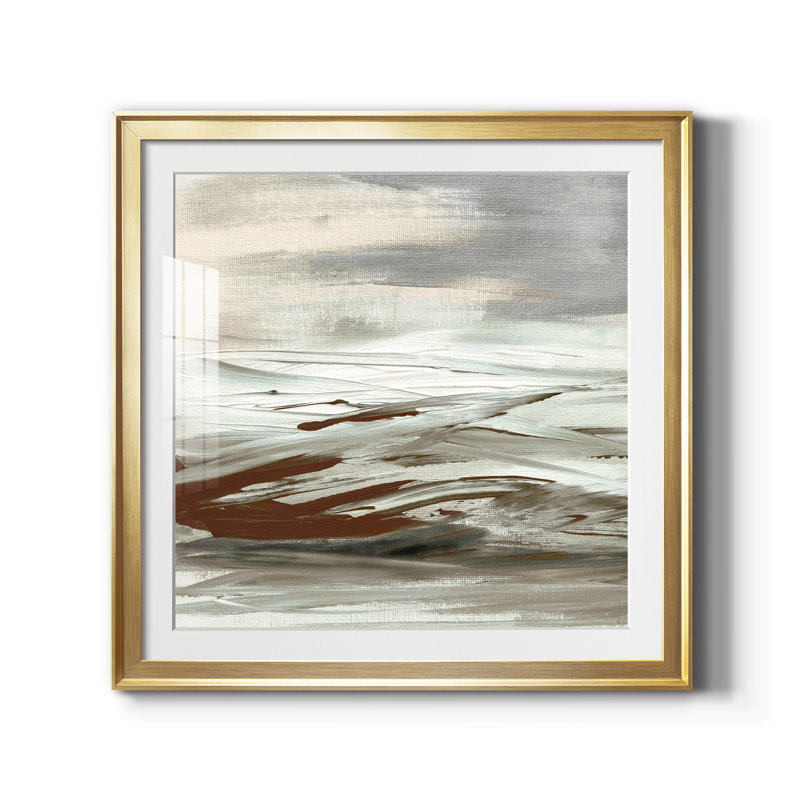 Terre Tumultueuse - peinture encadrée, Papier encadré doré, H 30,5 po x l 30,5 po x P 1,5 po
