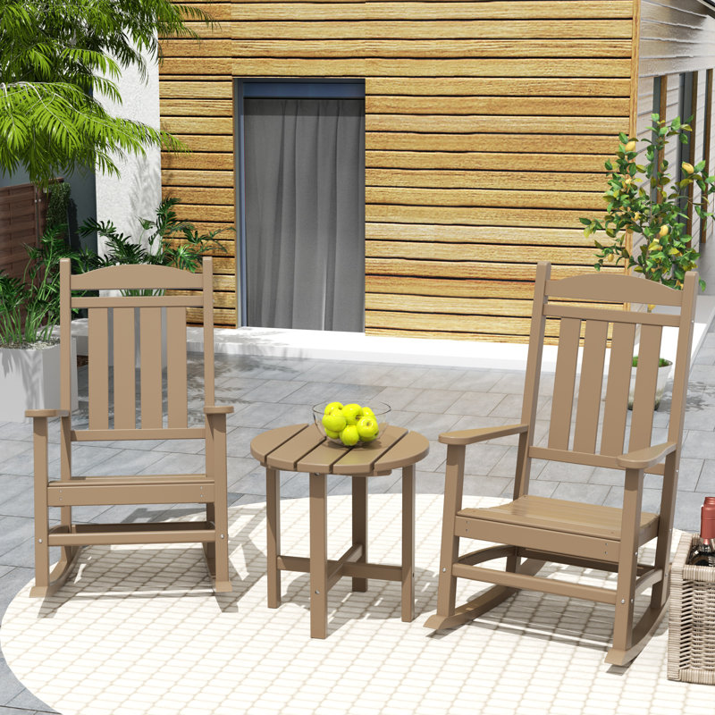 Chaise berçante d'extérieur en plastique Laguna, Bois patiné