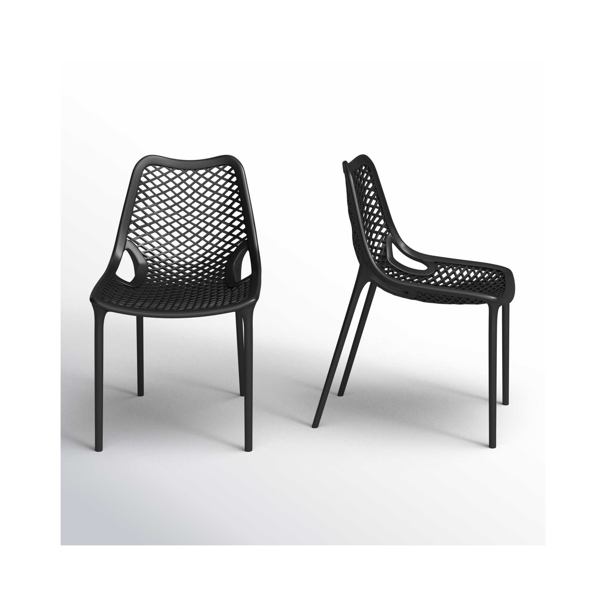 Farrah Outdoor Stacking Dining Side Chair, Black