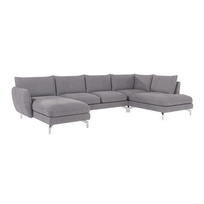 Modern U-shape Kimo Corner Sofa with Silver Metal Legs