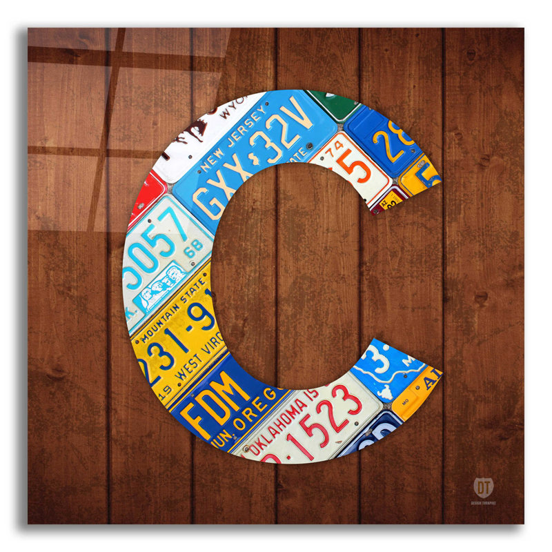 C sur plastique / acrylique par Design Turnpike, art textuel, H 12 po x l 12 po x P 0,13 po