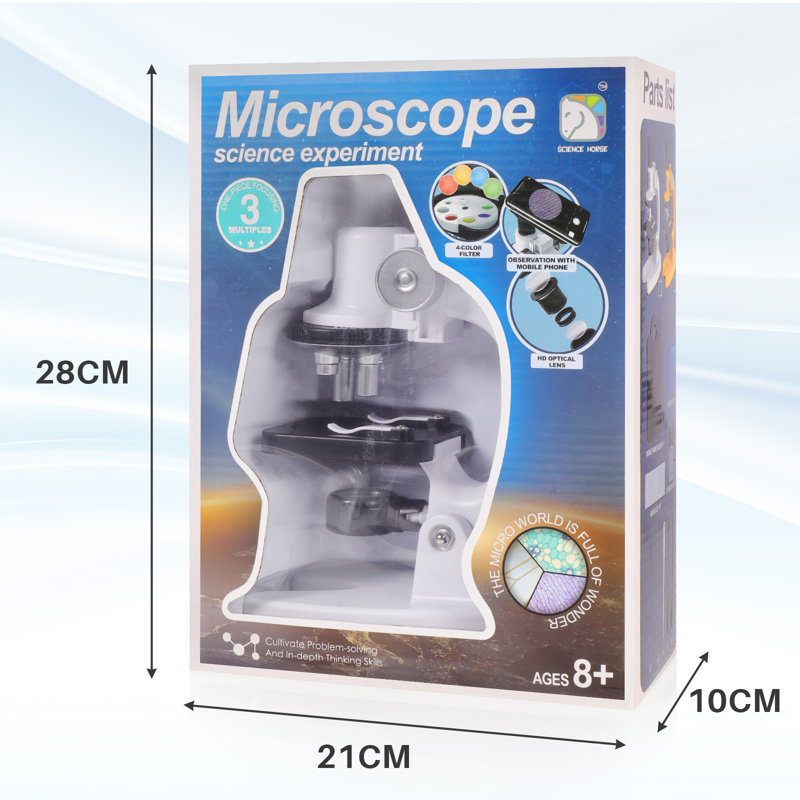 Microscope pour enfants 1200X avec lumière DEL, trousse de laboratoire à domicile et jouet d'apprentissage pour les STMM pour les enfants de 6 à 12 ans