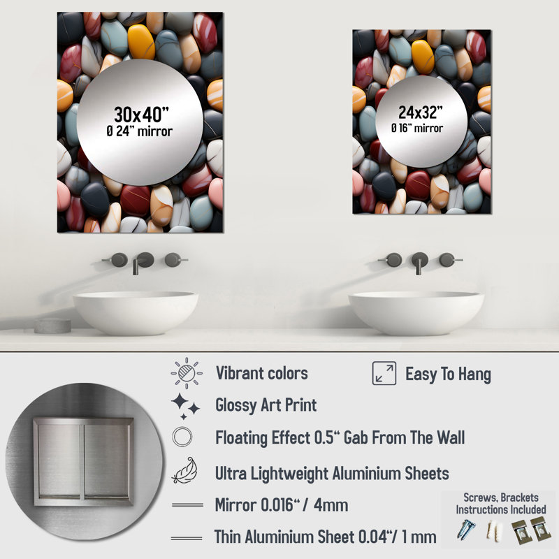 Décoration murale Timeless Meditation Stone - Miroir en marbre MTMIR127828, 40 po x 30 po