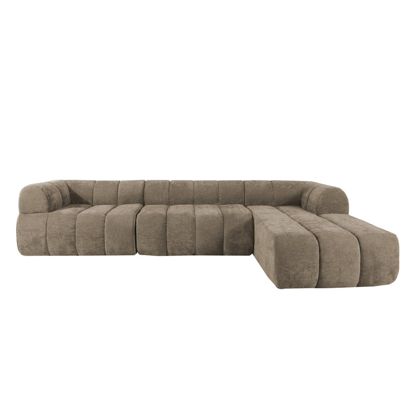 Canapé modulaire en L rembourré, Polyester espresso