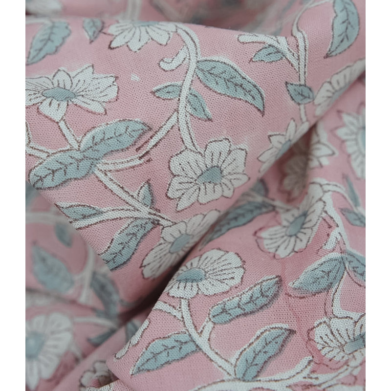 Rideau à motif floral, rideau à finition artistique lisse, rideaux gris rose, Haridwar, L 54 po x L 120 po