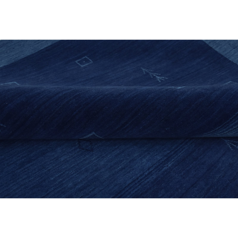 Hand Knotted Geometric Area Rug in Blue, Rectangle 10' x 14'