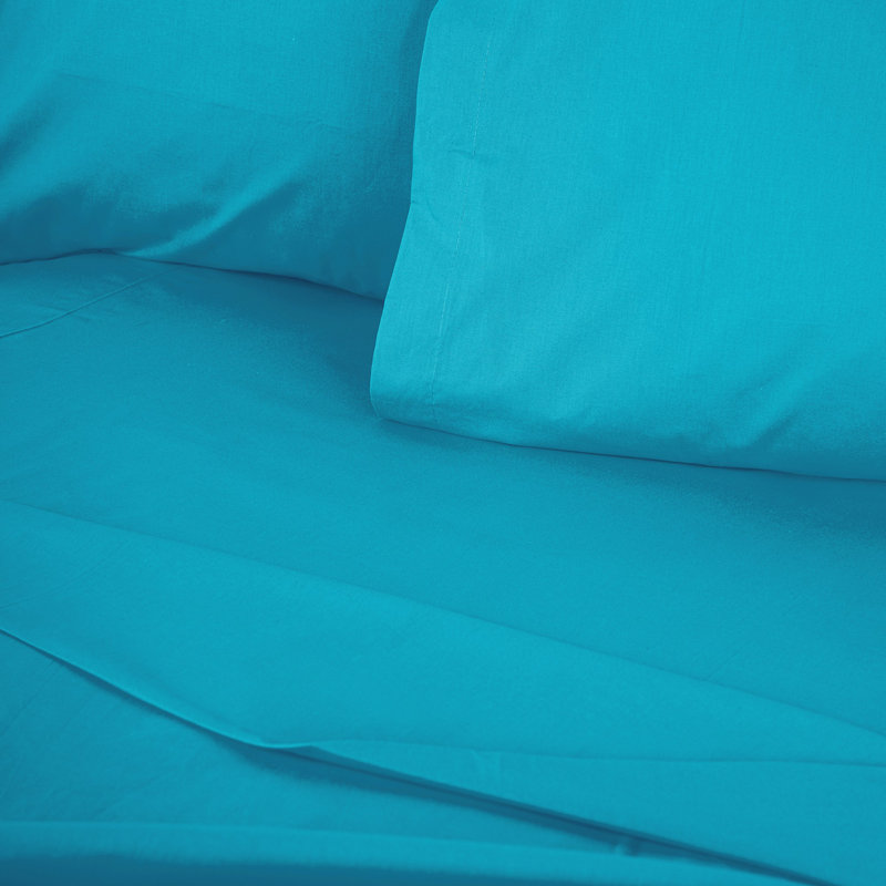 Premium 100% Cotton Ranforce King Fitted Sheet, Turquoise, 75 x 80 + 11.8 Deep Pocket | 155 Thread Count, Soft & Breathable | Machine Washable at 86°F | Perfect for Luxurious Sleep Experience