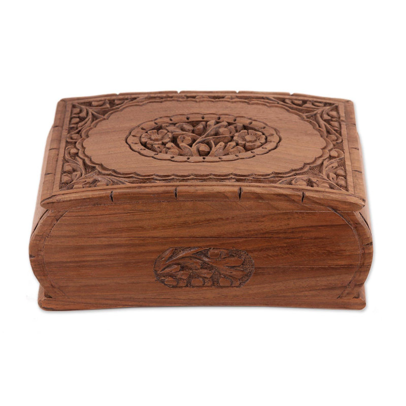Boîte à bijoux florale en bois