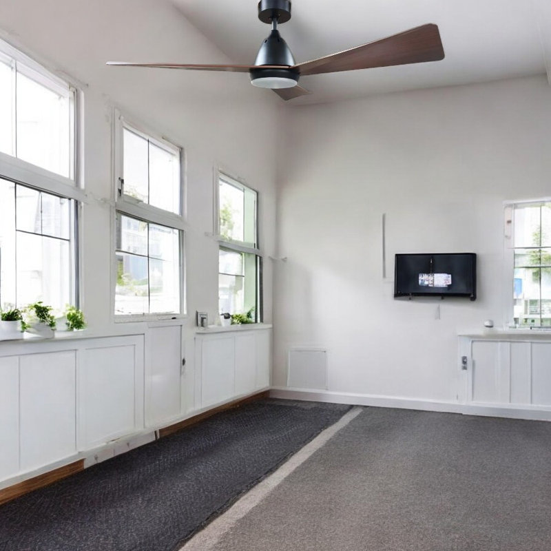 52" Blade LED Standard Ceiling Fan With Remote Control And Light Kit Included, Black, Brown