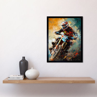 Blaurock Motocross Race Driver Sport Action Shot - Single Picture Frame Print