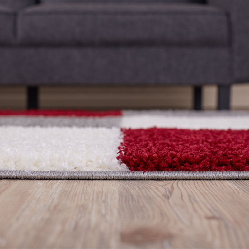 Myshaggy Collection Rugs Geometric Design in Red, Rectangle 140 x 200cm