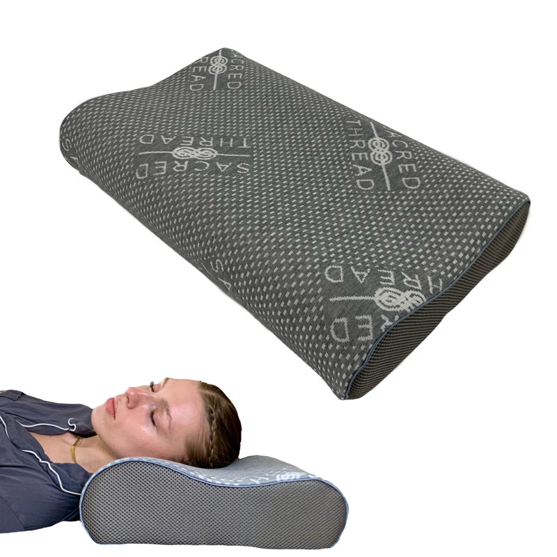 Oreiller en mousse à mémoire de forme, oreiller de cou infusé au charbon, oreiller orthopédique cervical pour le sommeil, le dos et le ventre