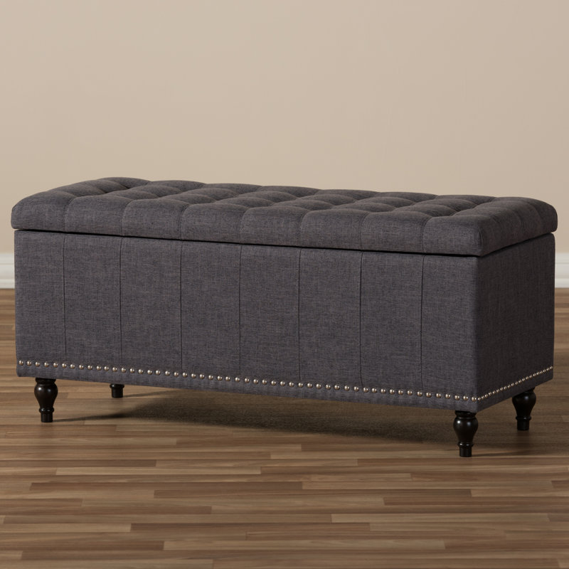 Mirdza Upholstered Ottoman, Dark Gray