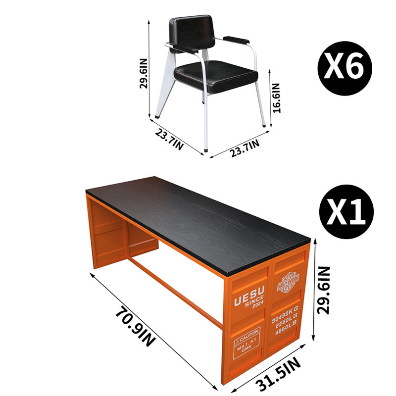 6 - Person Trestle Base Dining Set