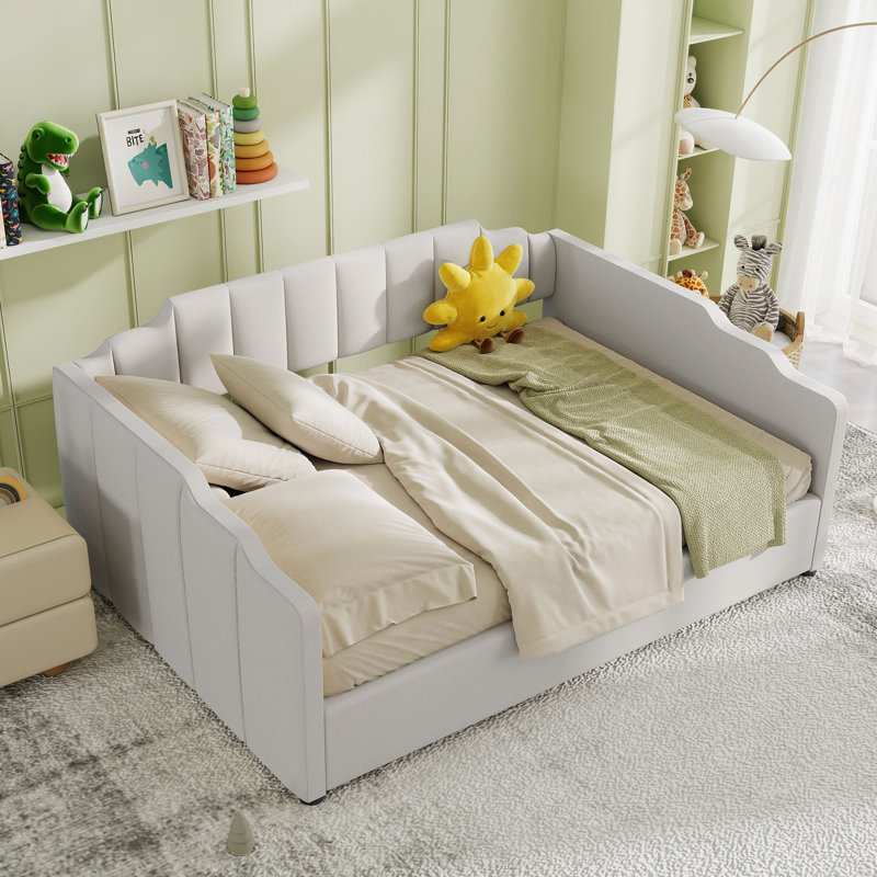 Upholstered Daybed with Underneath Storage, Full/Double, Beige