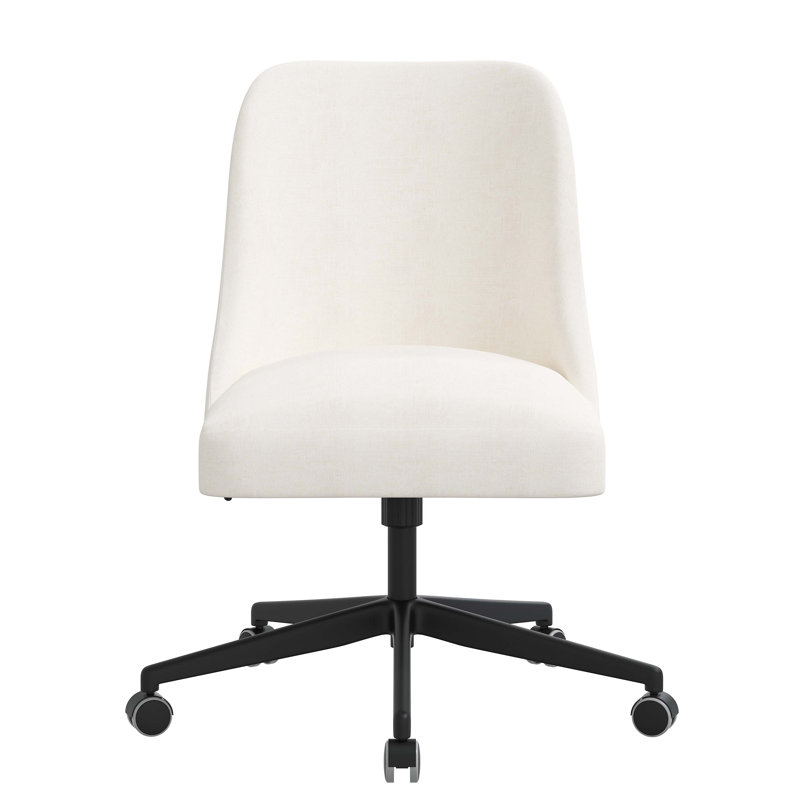 Chaise de bureau Acosta, Lin blanc texturé Zuma