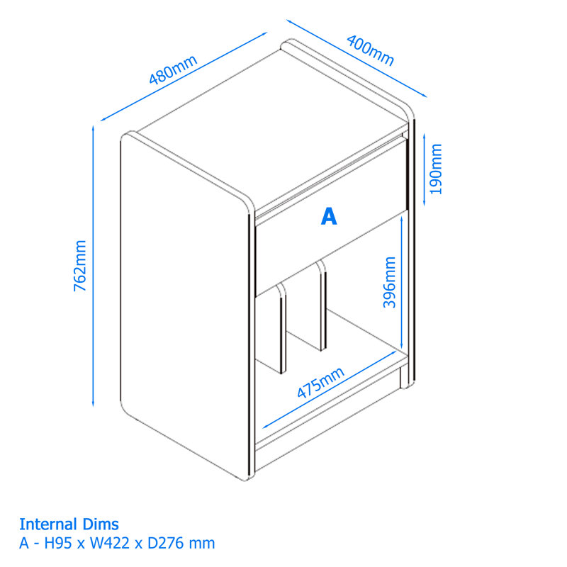76.2cm H Media Cabinet, 76.2cm H x 51.5cm W x 40cm D