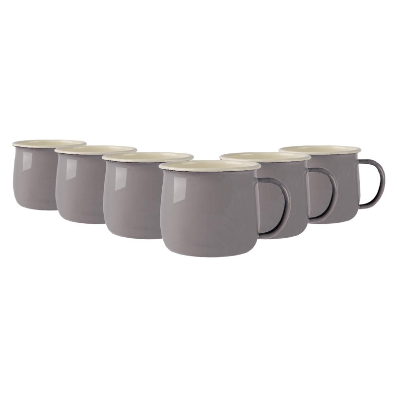 Enamelware Camping Mug, Grey/Cream, 6