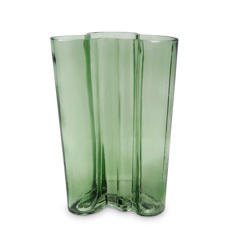 Tinted Curved Vase, 9.80" H x 5.50" W x 6.50" D, Green