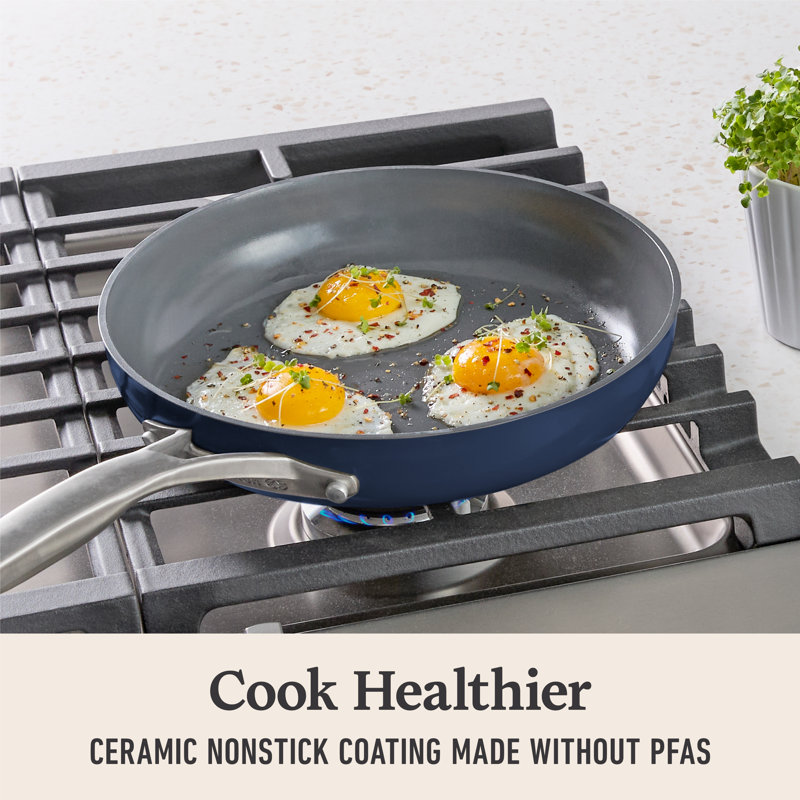 Calphalon Premier Ceramic Nonstick 8-Piece Cookware Set, Midnight Blue