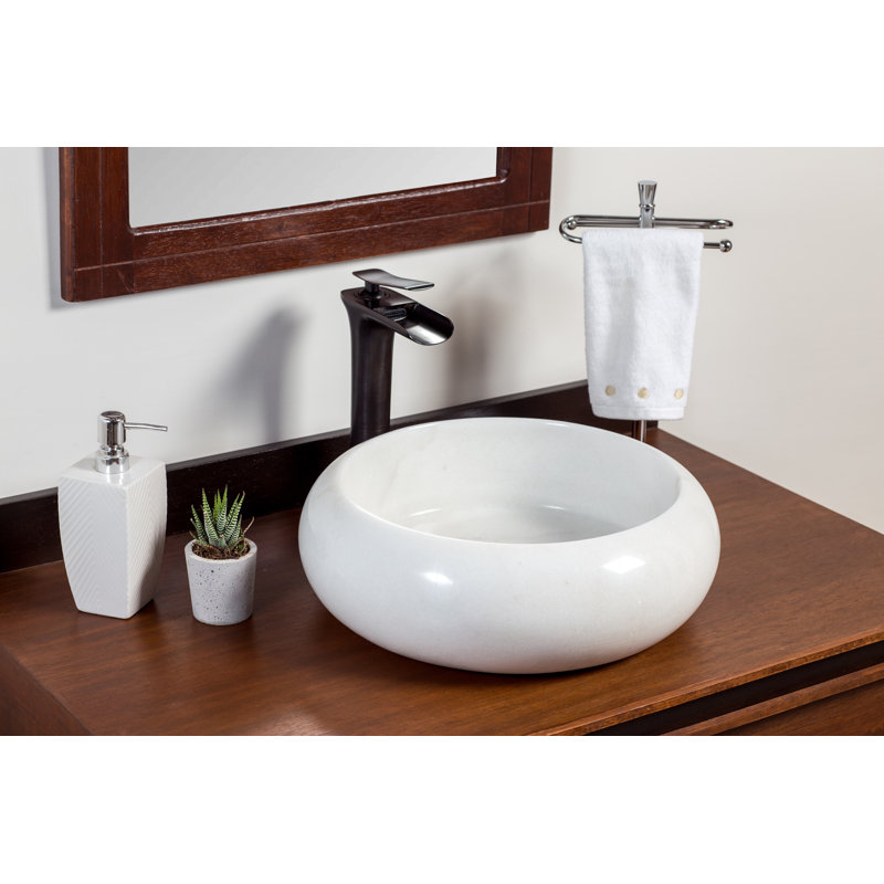 Natural Stone Vessel Bathroom Sink Wheel Blanc Marble