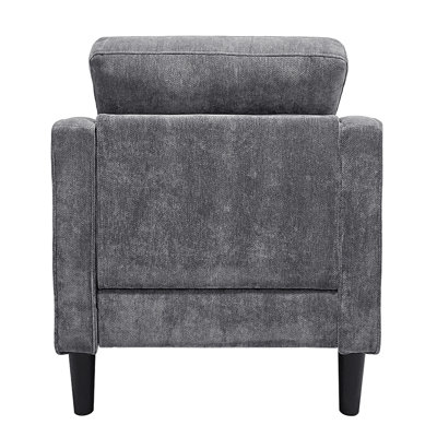 Fauteuil d'appoint de style milieu du siècle, idéal pour un bureau à domicile ou un appartement. Revêtement en chenille douce, assise épaisse, ressorts métalliques, pieds en bois massif, tissu gris. Confortable et élégant, il est parfait pour les petits espaces comme les appartements.