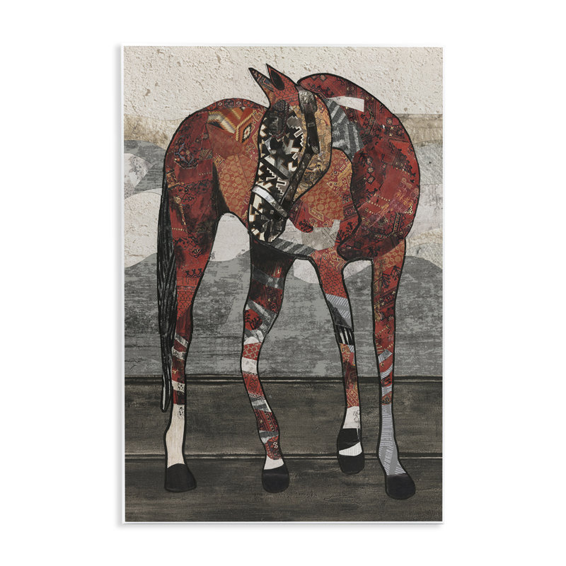 Art mural cheval avec motifs géométriques par  Good, H 15 po x l 10 po