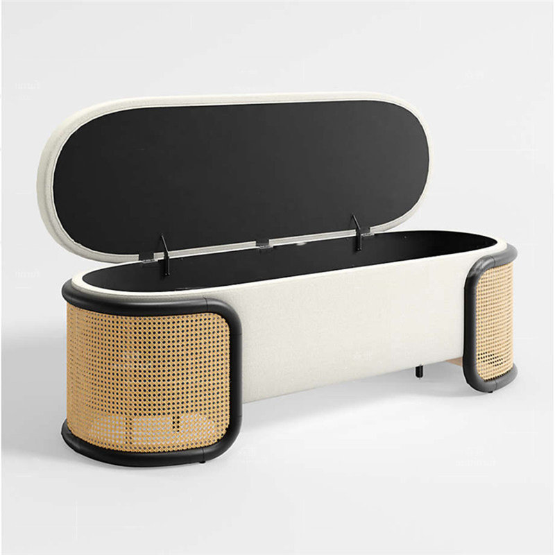 Creative Rattan Decorative Solid Wood Storage Ottoman