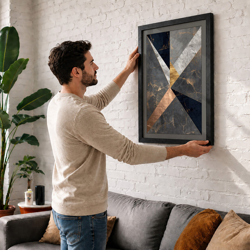 Geometric Textures Industrial - Framed Print, A2 - 59.4 x 42.0 cm, Black