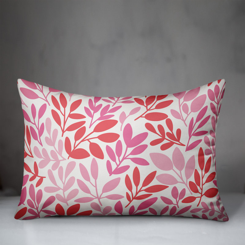 Floral Outdoor Throw Pillow, Polyester/Polyfill, Pink/Red/Cream