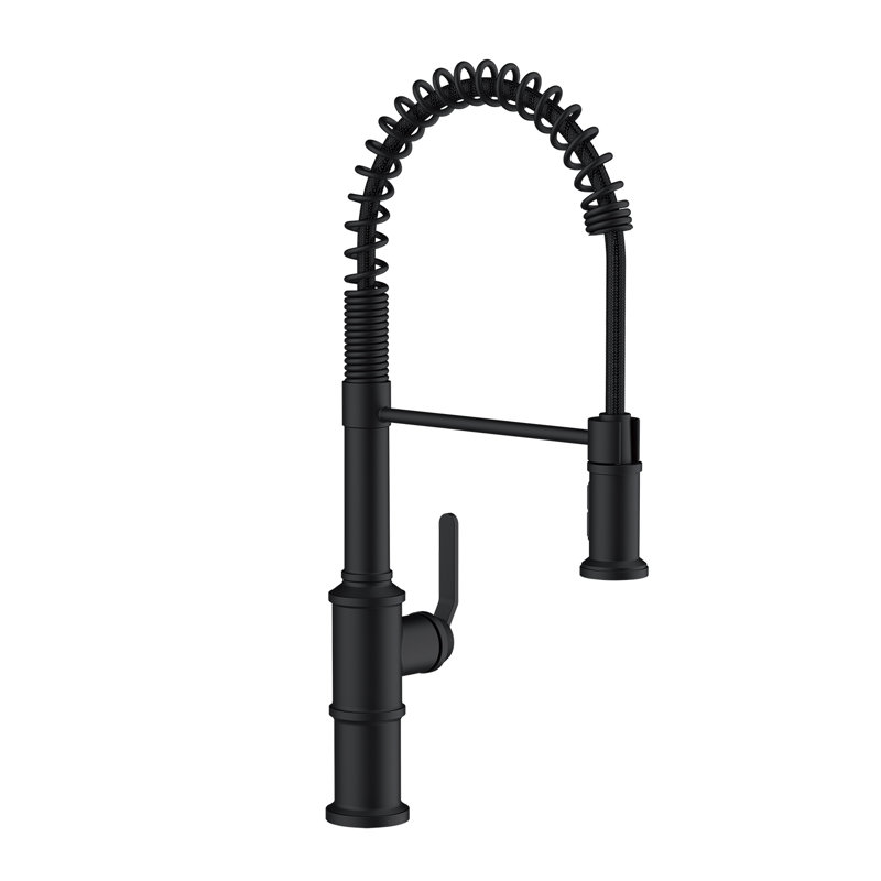 Kinzie Single Handle Pre-Rinse Spring Pull Down Sprayer Kitchen Faucet, Satin Black