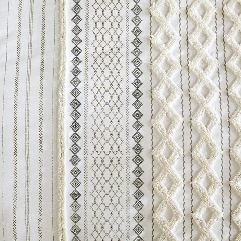 Ivory King Cotton Reversible Comforter Set with Chenille