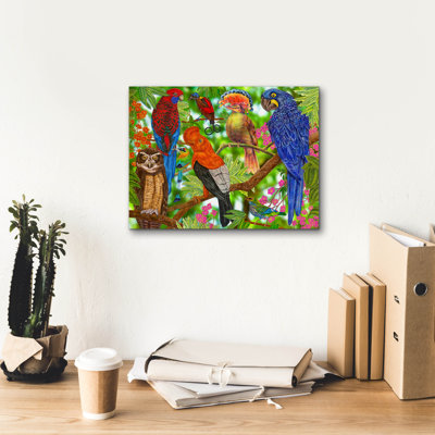  «Rainforest Birds Collage 2» par Tim Jeffs, art mural sur toile