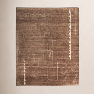 Monaco Brown Hand-Knotted Abstract Rug