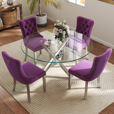5-Piece Round Glass Dining Table Set