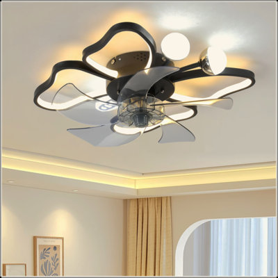 19.7 Inch Light Ceiling Fan With Lights Remote Control With Modern Butterfly Design Styling, Black, Fan For Bedroom, Living Room, Timing Function, Noiseless, Children's Favorite