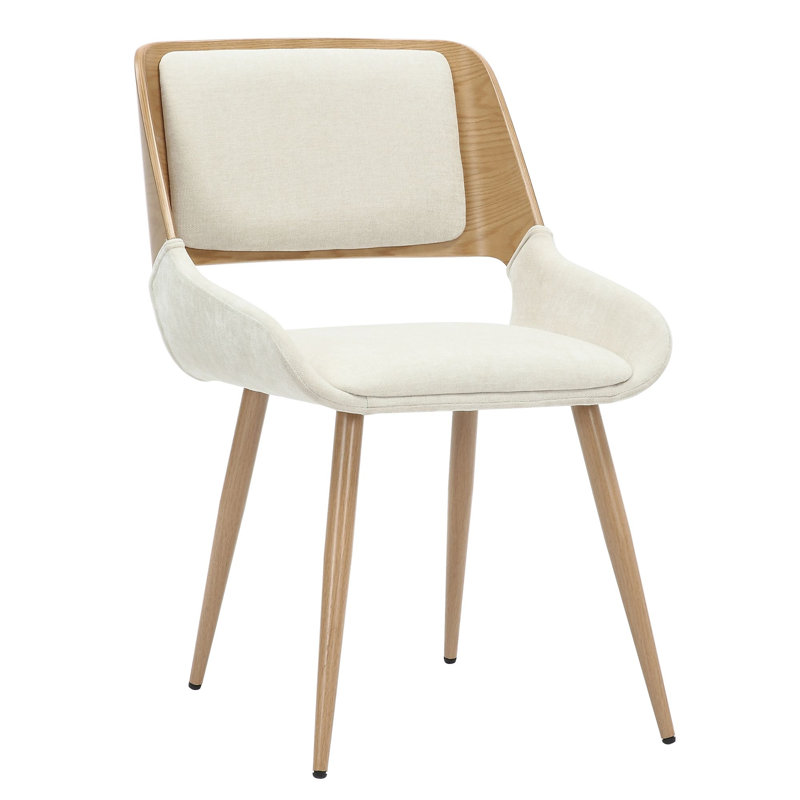 Chaise de salle à manger Virginia en tissu beige et métal naturel et bois