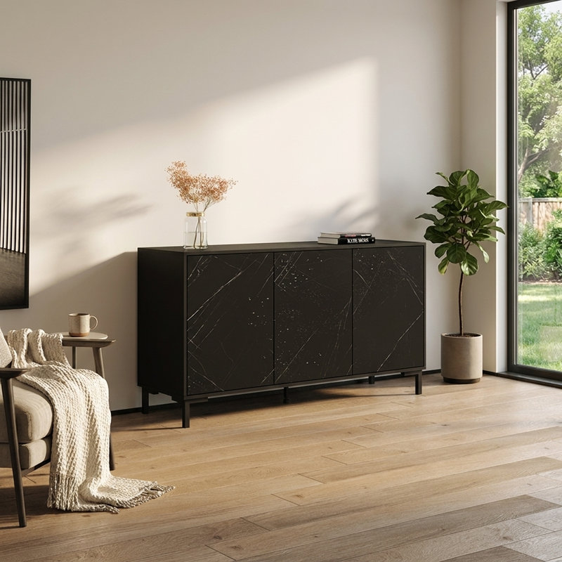 Bradwell 59.1" Sideboard with Matte Finish, Black