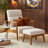 Upholstered Solid Wood Armchair with Ottoman-777874606