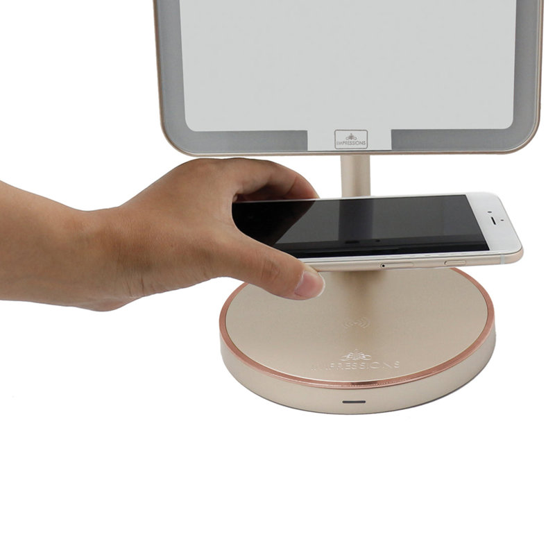 Royale Petit Makeup Mirror with Qi Wireless Charging Pad and Micro USB Cable LED light Strip