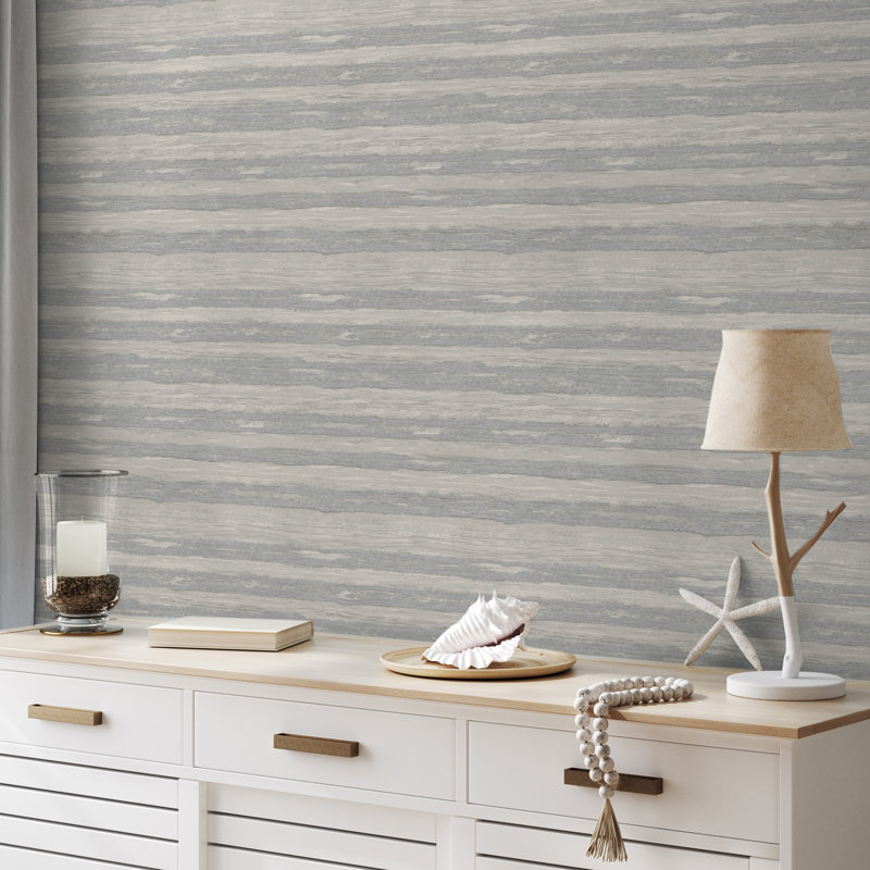 Papier peint brillant à rayures horizontales brillant, Gris
