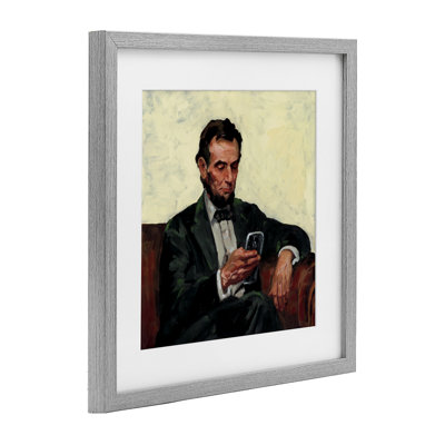 Abe with Cellphone Framed Print Under Glass, design by Studio Bautista