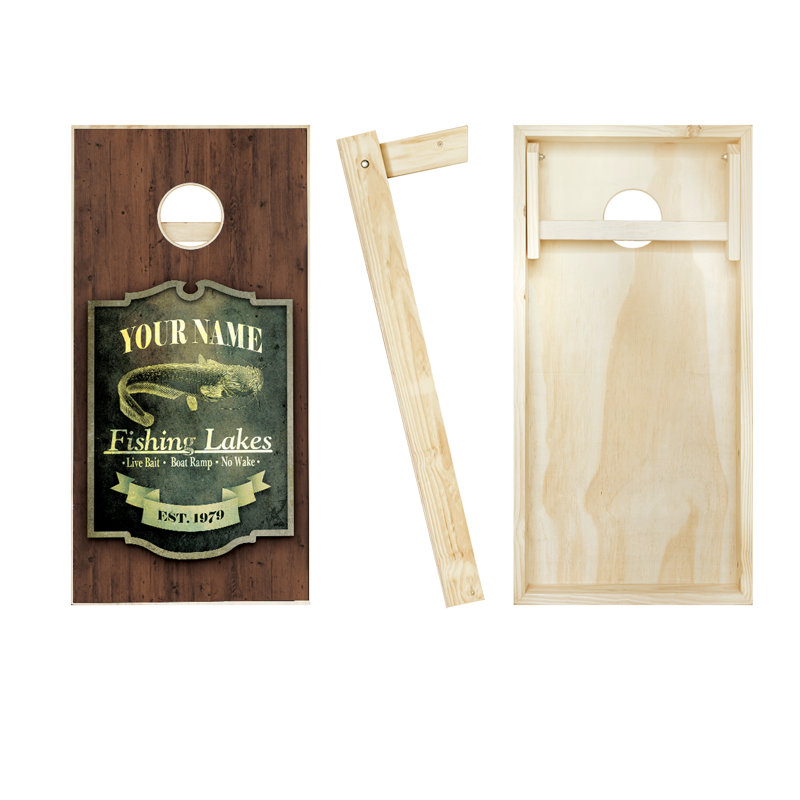 Ensemble de jeu de cornhole en bois massif 2 'x 4', Rouge / noir