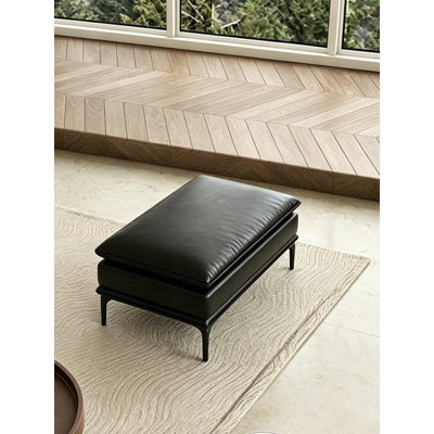 Repose-pieds en cuir noir avec repose-pieds
