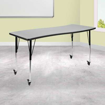 Goddard 28"W x 47.5"L Rectangular Wave Collaborative Grey Adjustable Height Activity Table