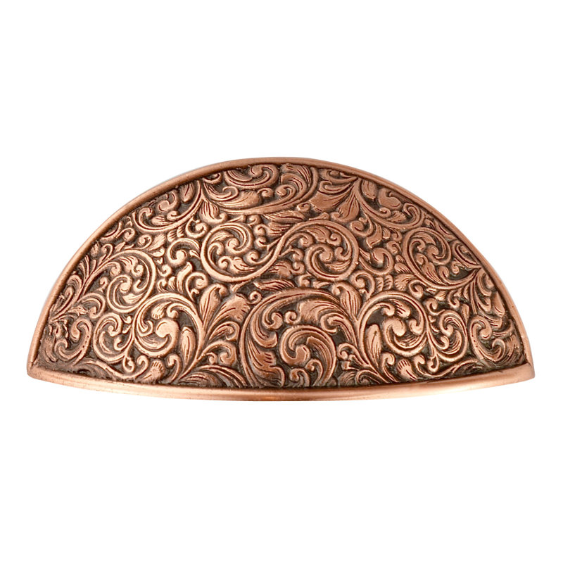 Poignée coquille 3" center to central Classic, Cuivre antique